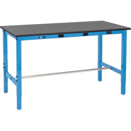 Global Industrial Lab Workbench w/ Phenolic Resin Top & Power Apron, 72inW x 30inD, Blue 237385B